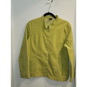 Eileen Fisher Women's Large Lime Green Corduroy Snap Button Spring Jacket